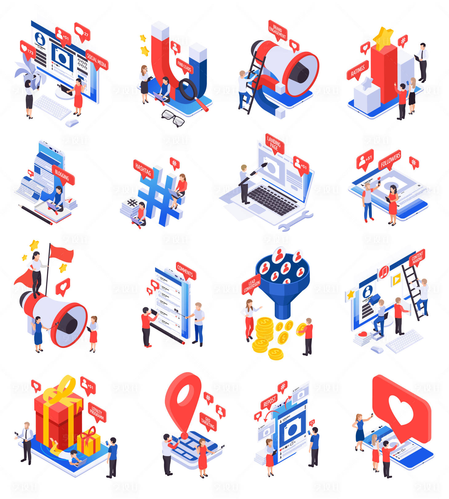 源文件下载【社交媒体2.5D插画ui设计】编号：45100017764542421
