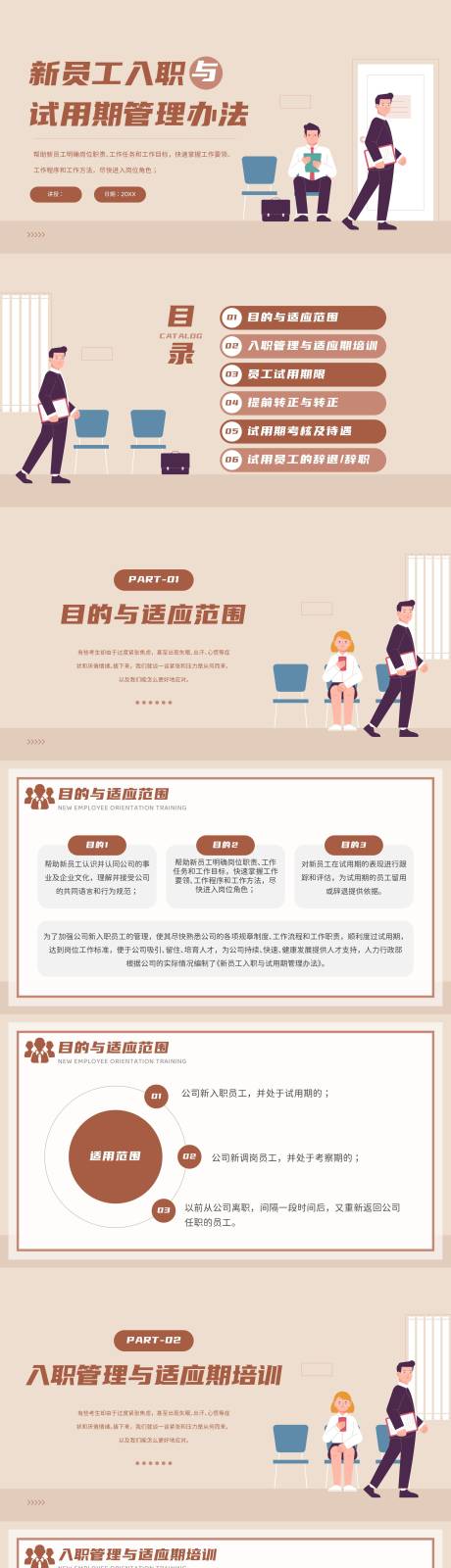 源文件下载【棕色扁平风新员工入职与试用期管理办法】编号：27500017902067718