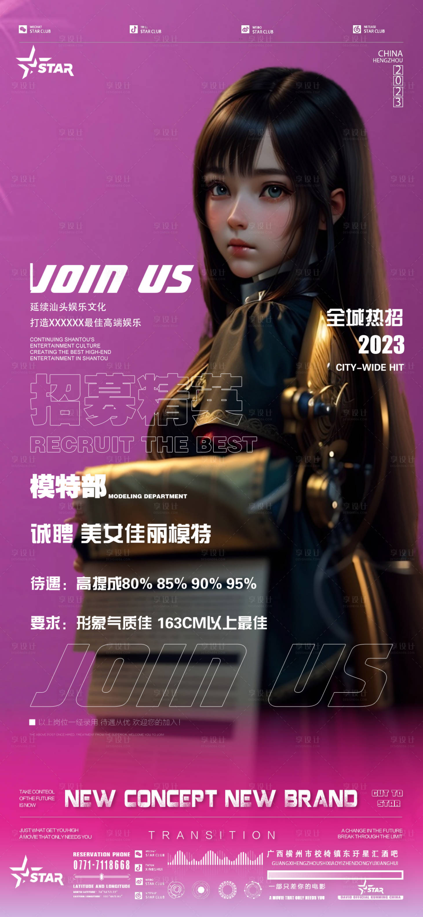 源文件下载【享设计】搜索编号：28010018036142096【酒吧招聘海报】
