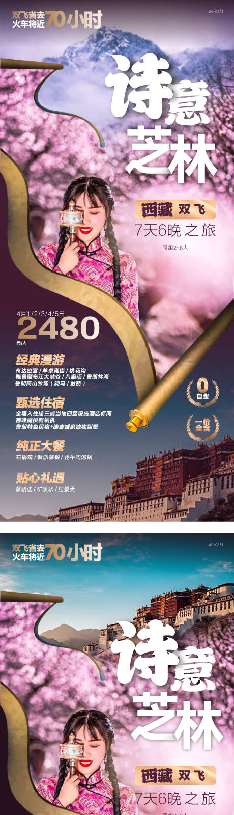 源文件下载【西藏芝林桃花沟旅游海报】编号：20230727114031288