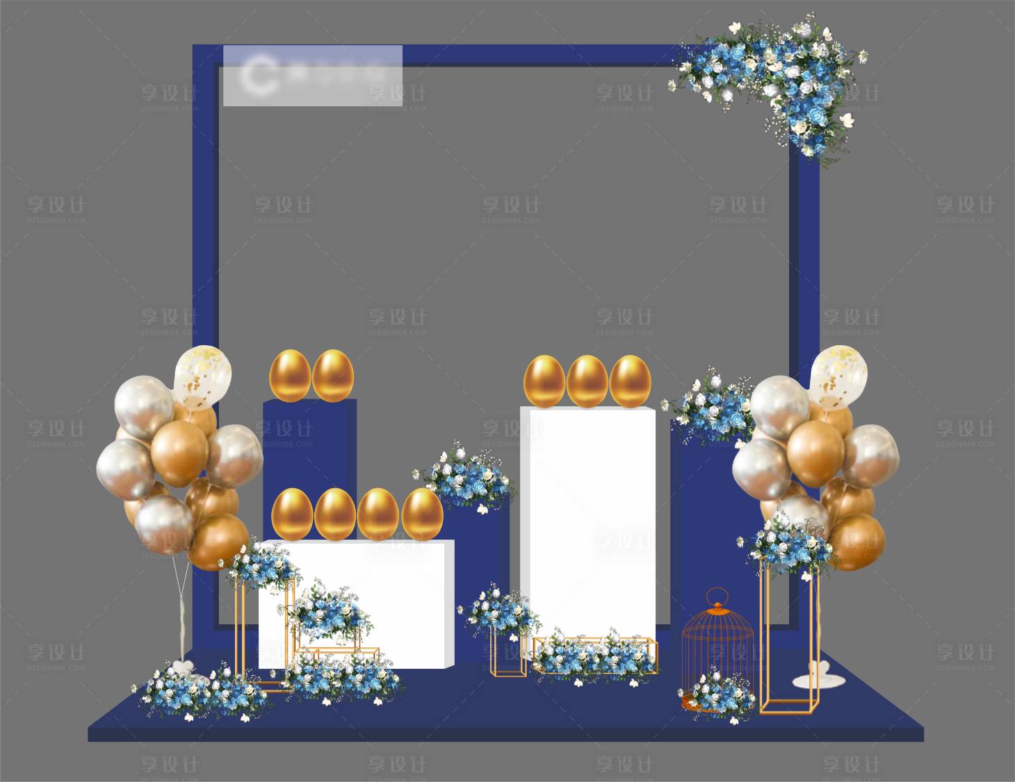 源文件下載【享設(shè)計(jì)】搜索編號：97310018371044866【藍(lán)色金蛋堆頭】