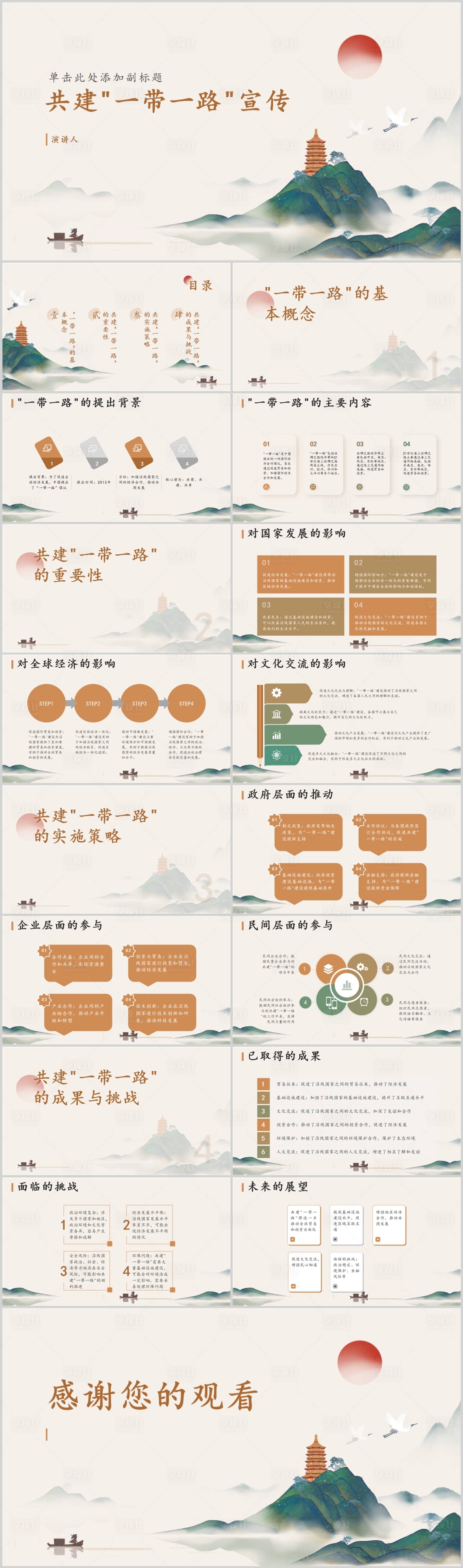 源文件下载【享设计】搜索编号：84320018062563706【共建一带一路宣传PPT】