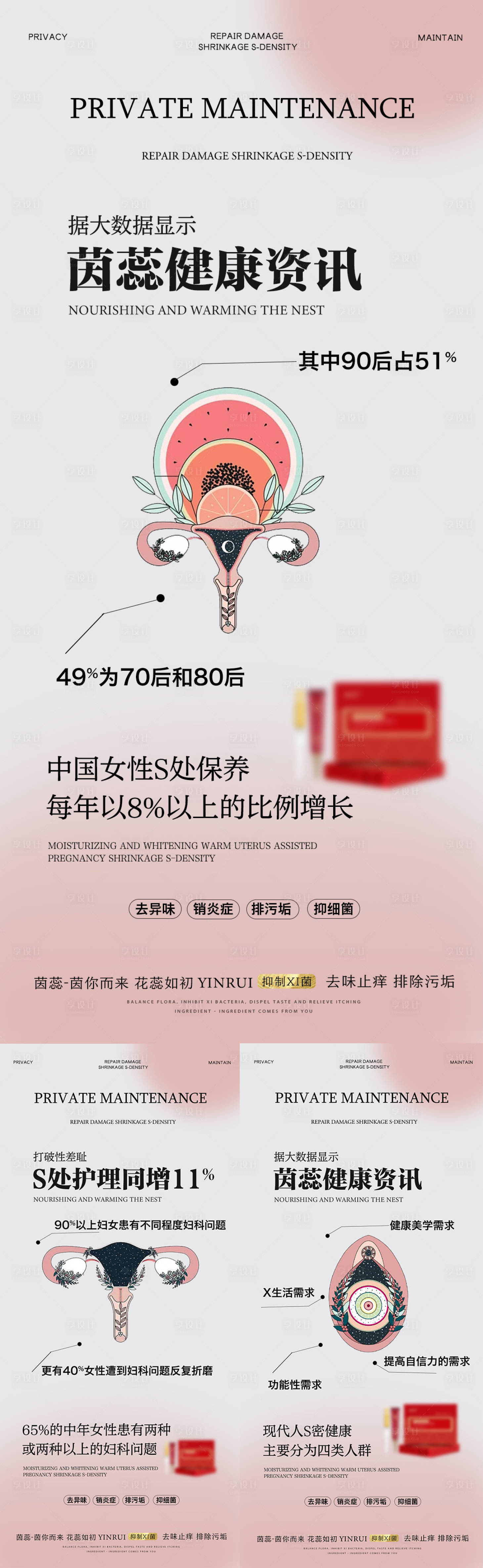 源文件下载【享设计】搜索编号：13270017860205753【私密养护海报】