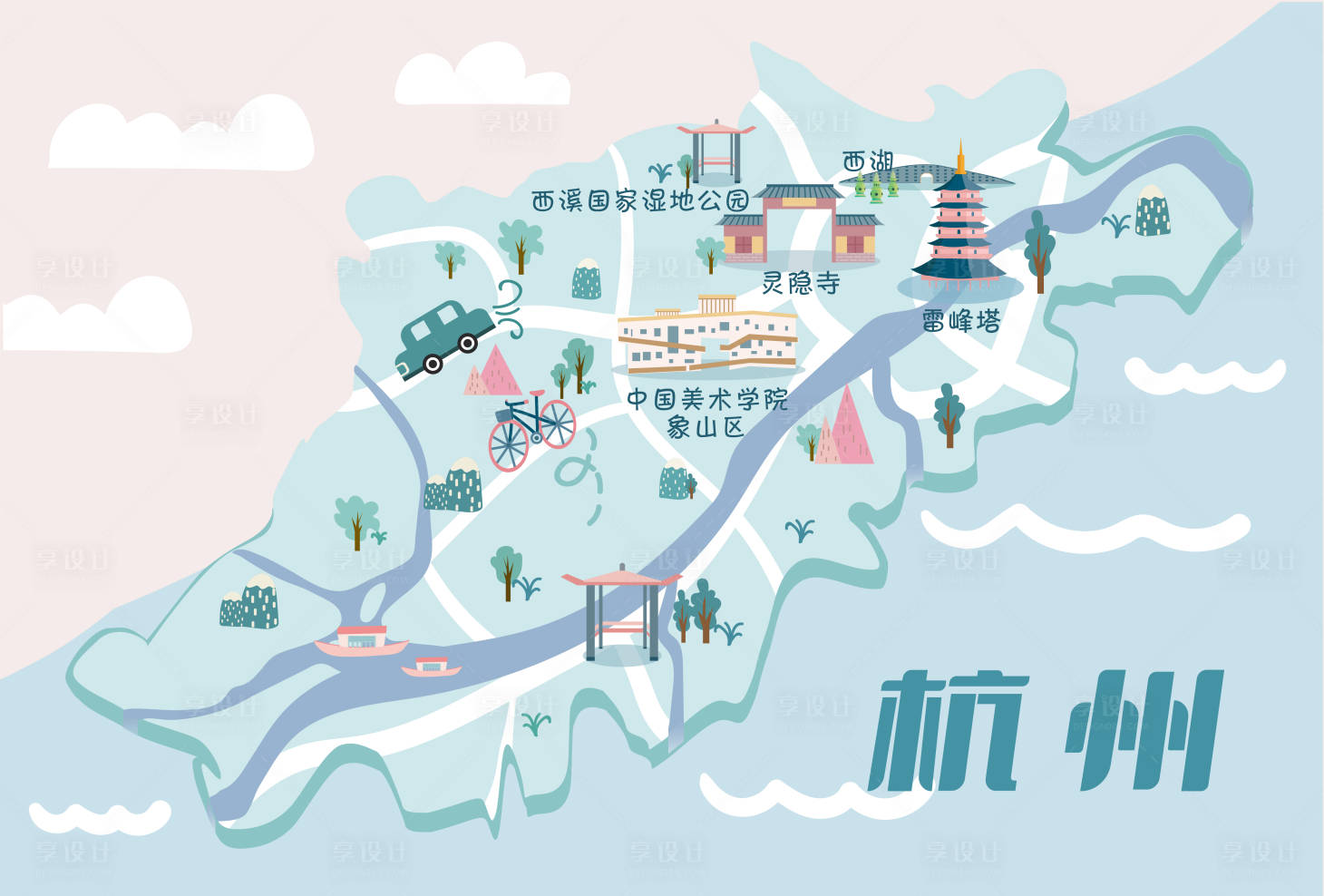 源文件下载【杭州旅游地图导览图】编号：60180018200005485