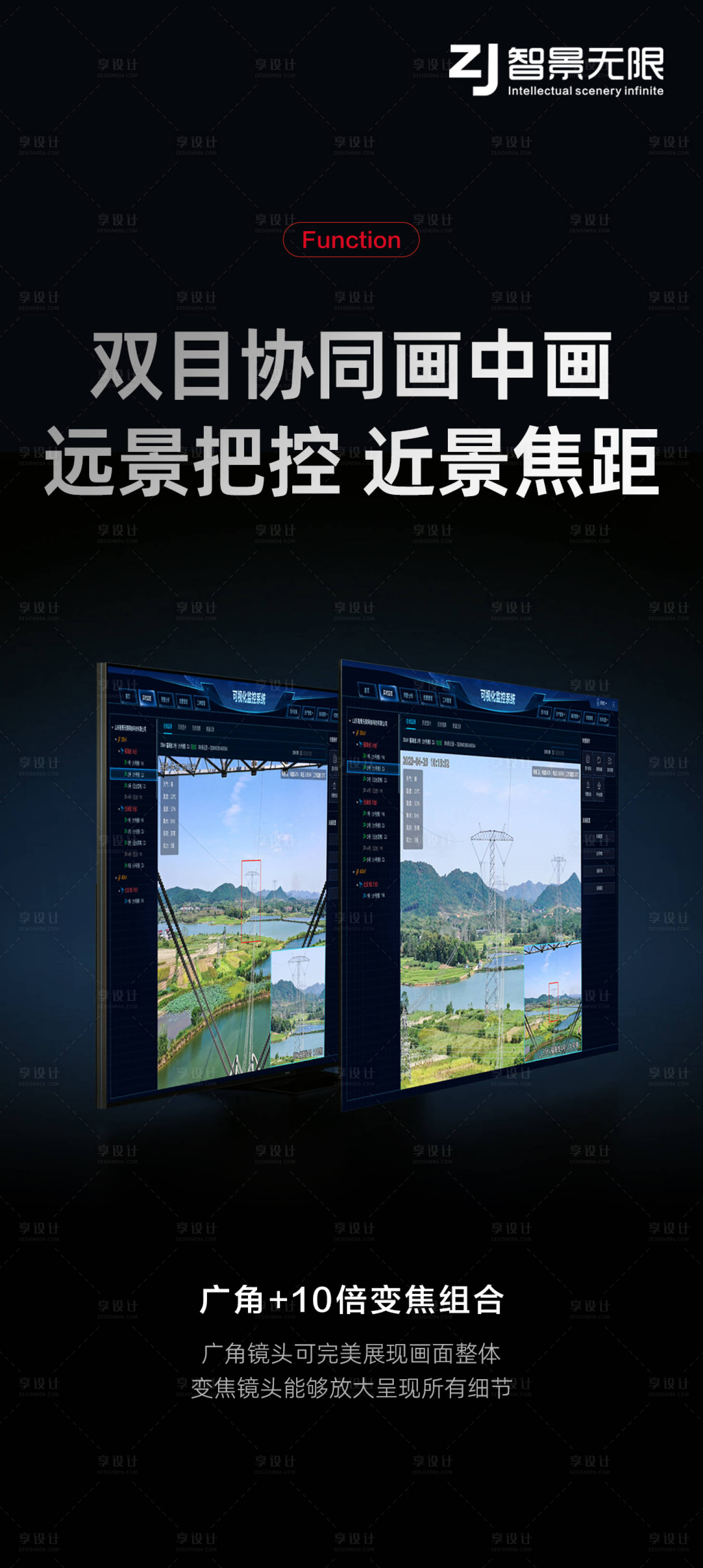 源文件下载【变焦镜头监控双显示器后台展示海报】编号：68780018029496697