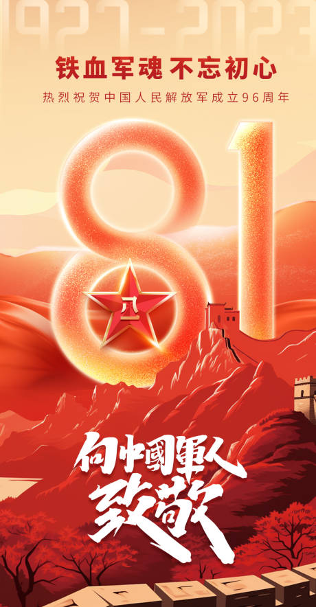 源文件下载【八一建军节创意海报】编号：30620018380713448