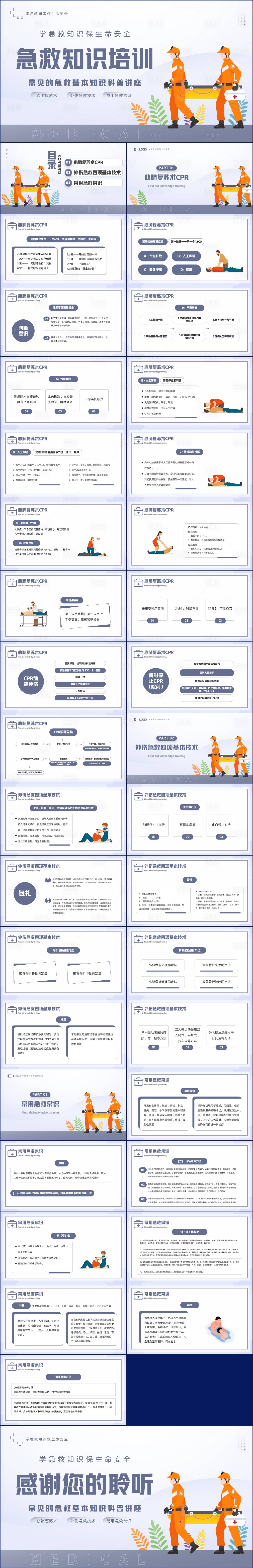 源文件下载【蓝紫简约风急救知识培训PPT】编号：83470018411206090