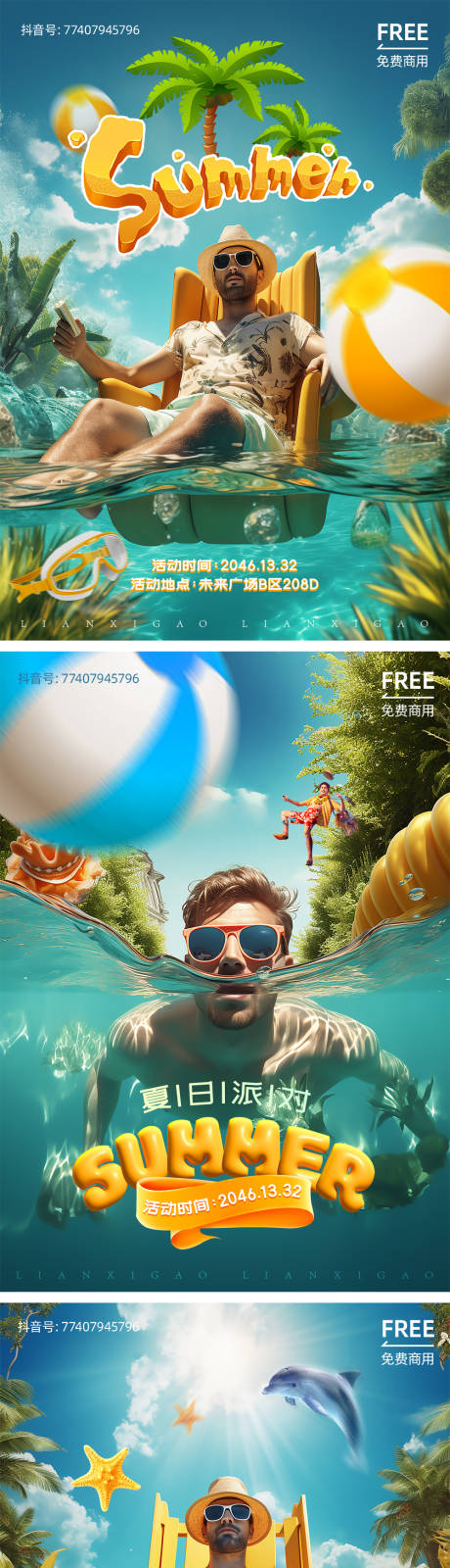 编号：20230710232607983【享设计】源文件下载-泳池派对创意海报设计