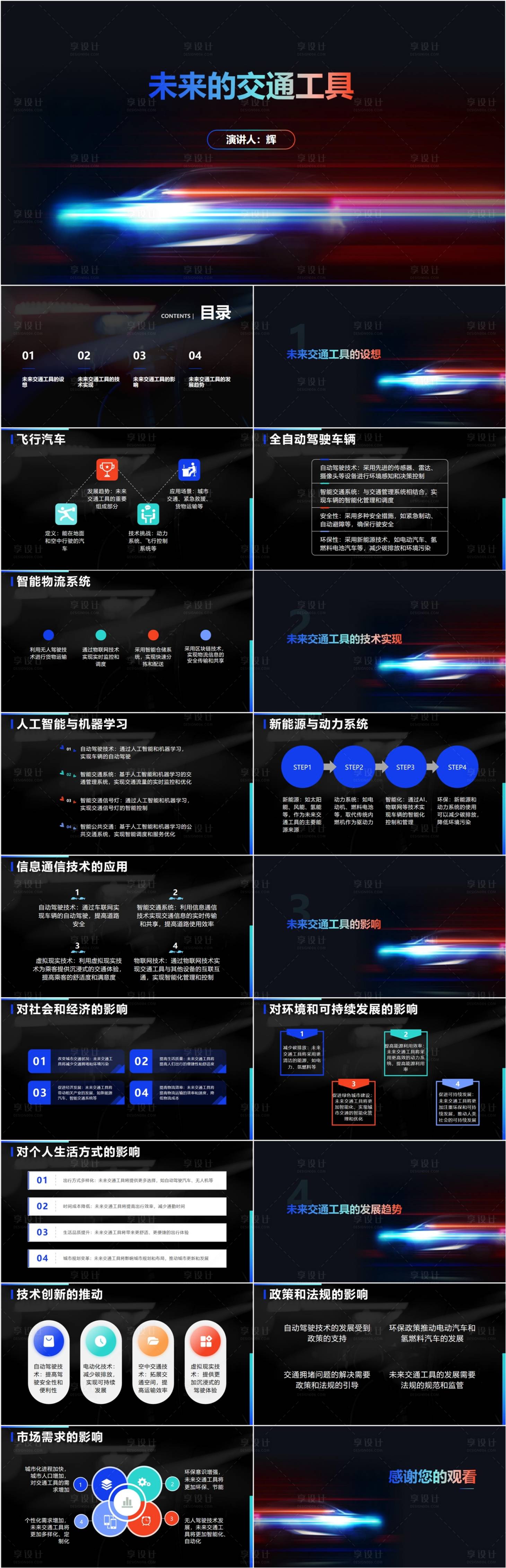 源文件下载【享设计】搜索编号：36850018060718239【未来的交通工具PPT】