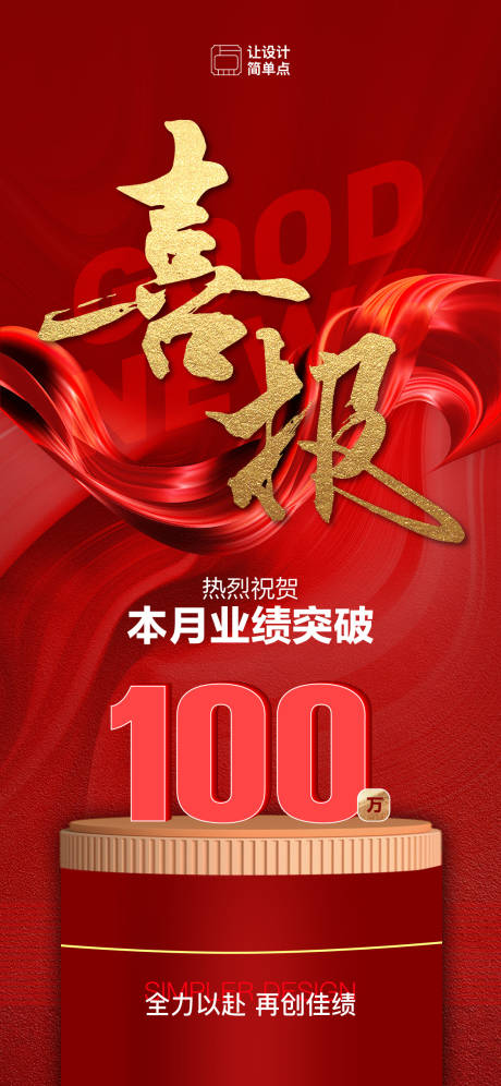源文件下载【业绩喜报红金海报】编号：83220018401837305