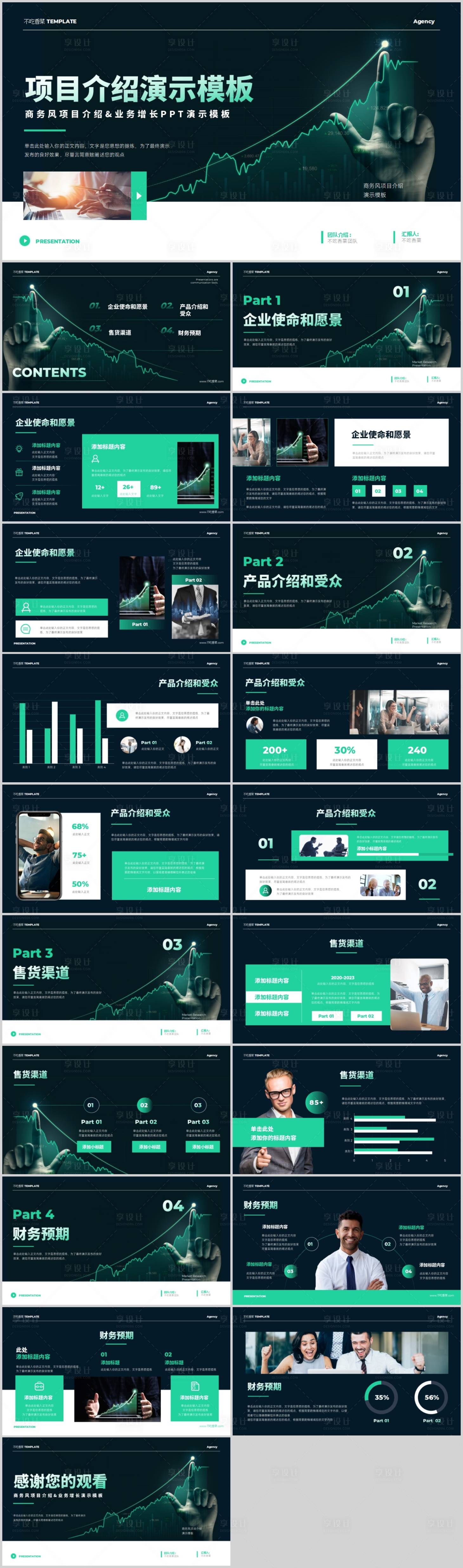 源文件下載【享設計】搜索編號：42450018019623770【科技風綠色商務項目介紹分析PPT】