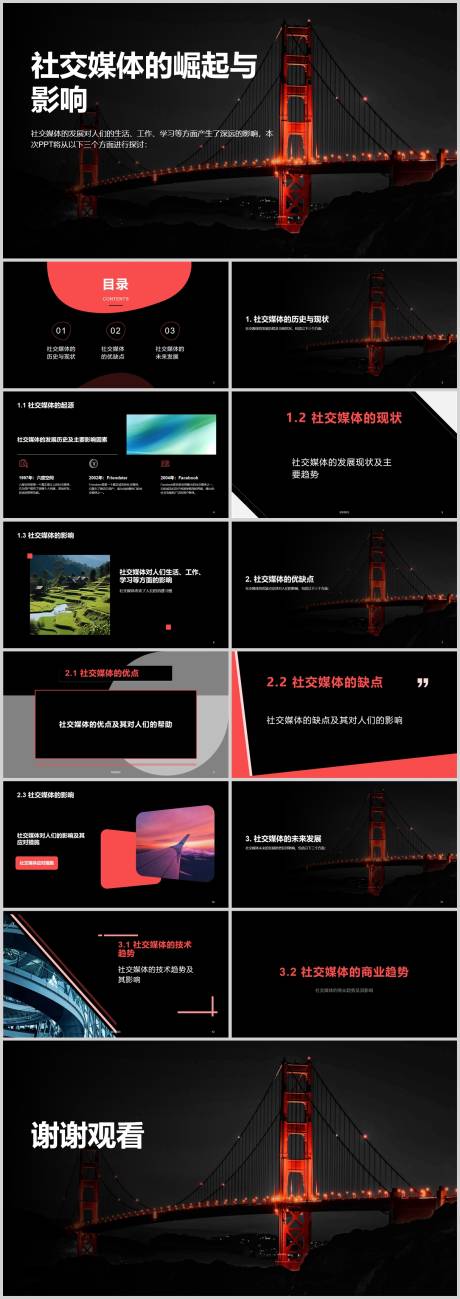 源文件下载【社交媒体的崛起与影响PPT】编号：20230803213149167