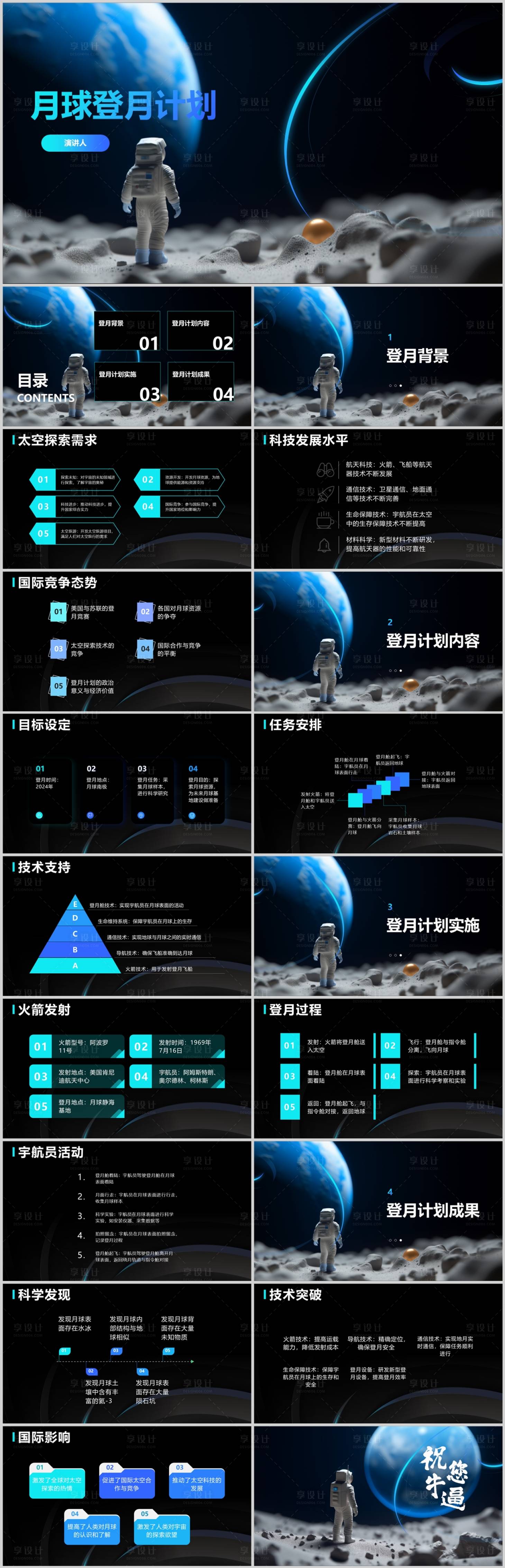 源文件下载【享设计】搜索编号：88040018738506259【月球登月计划PPT】