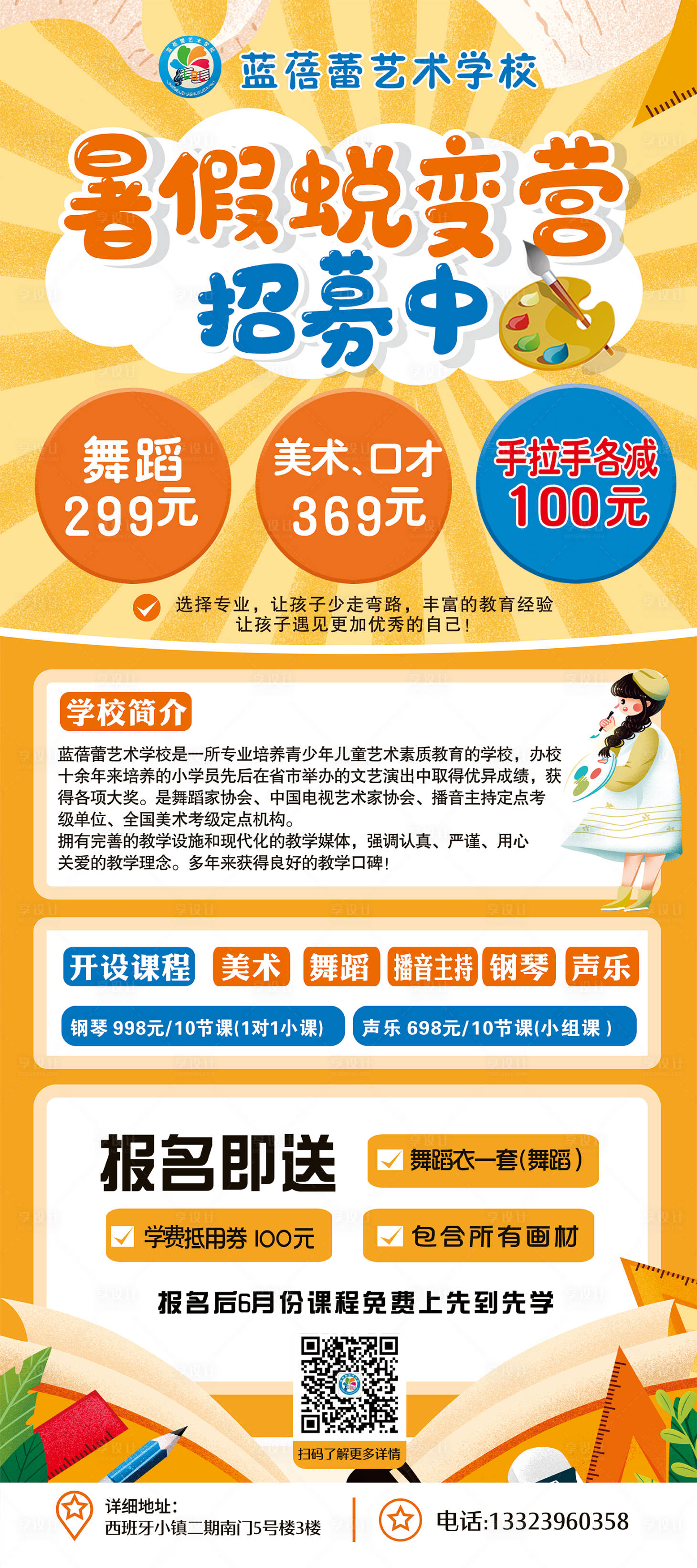 源文件下载【艺术绘画美术培训班招生展架】编号：20230821103413456