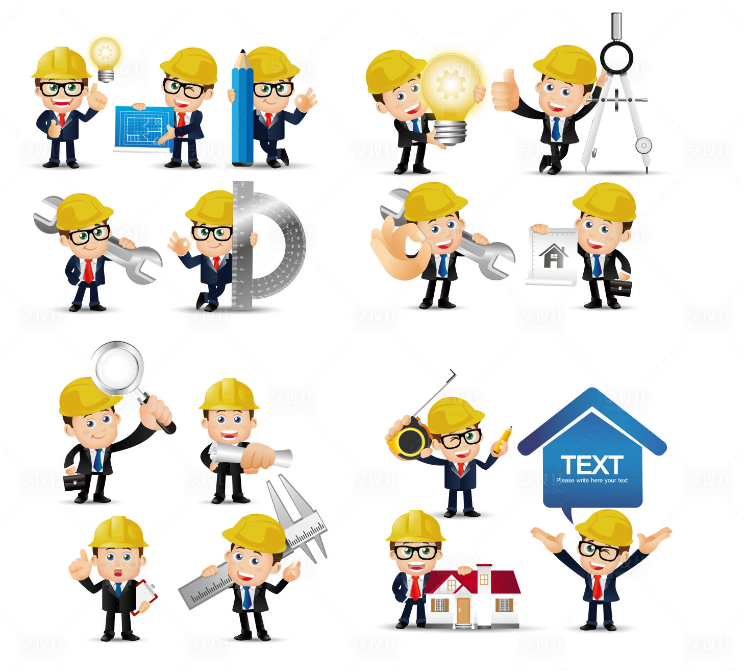 源文件下载【享设计】搜索编号：52310018872975043【工地卡通人物icon图标设计】