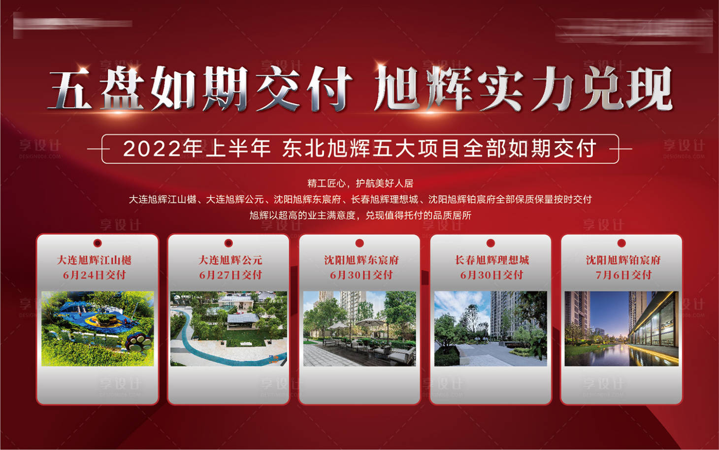 源文件下载【享设计】搜索编号：25650018985472397【房地产项目现房实景实力兑现交房背景板】