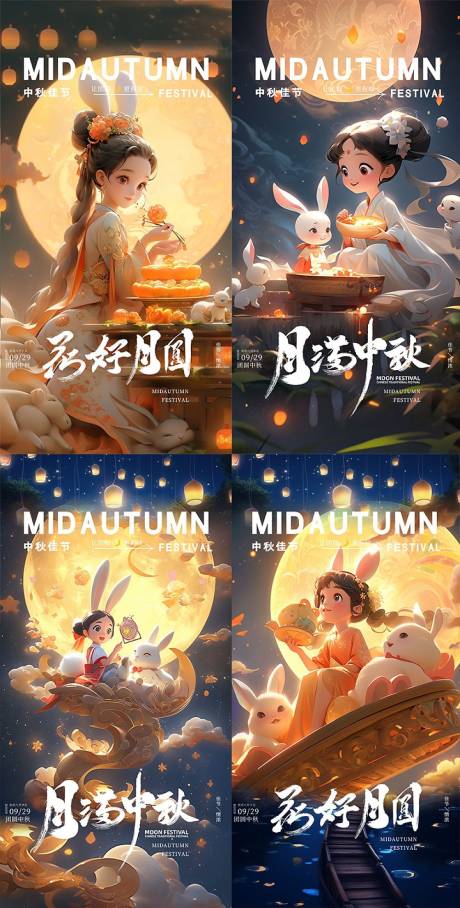 源文件下載【享設計】搜索編號：74720019052087356【中秋嫦娥兔子創意海報】