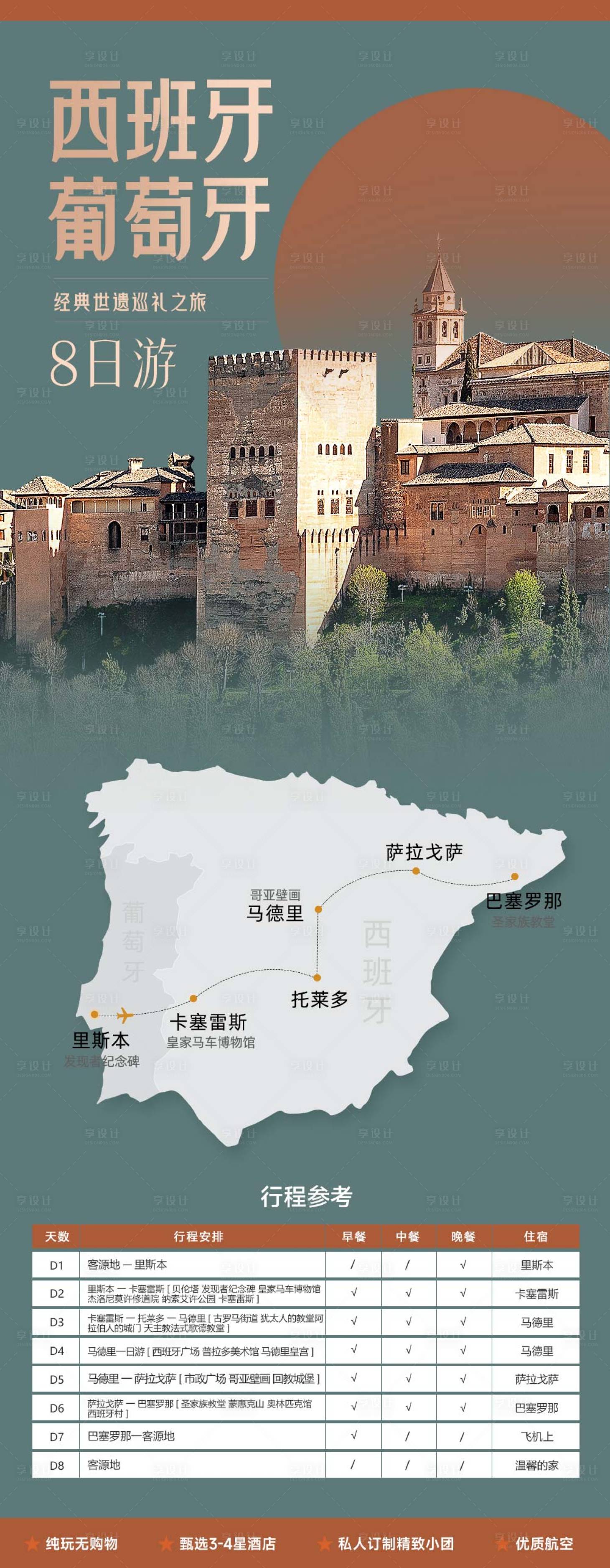 源文件下载【享设计】搜索编号：19250019039613237【西班牙葡萄牙旅游海报】