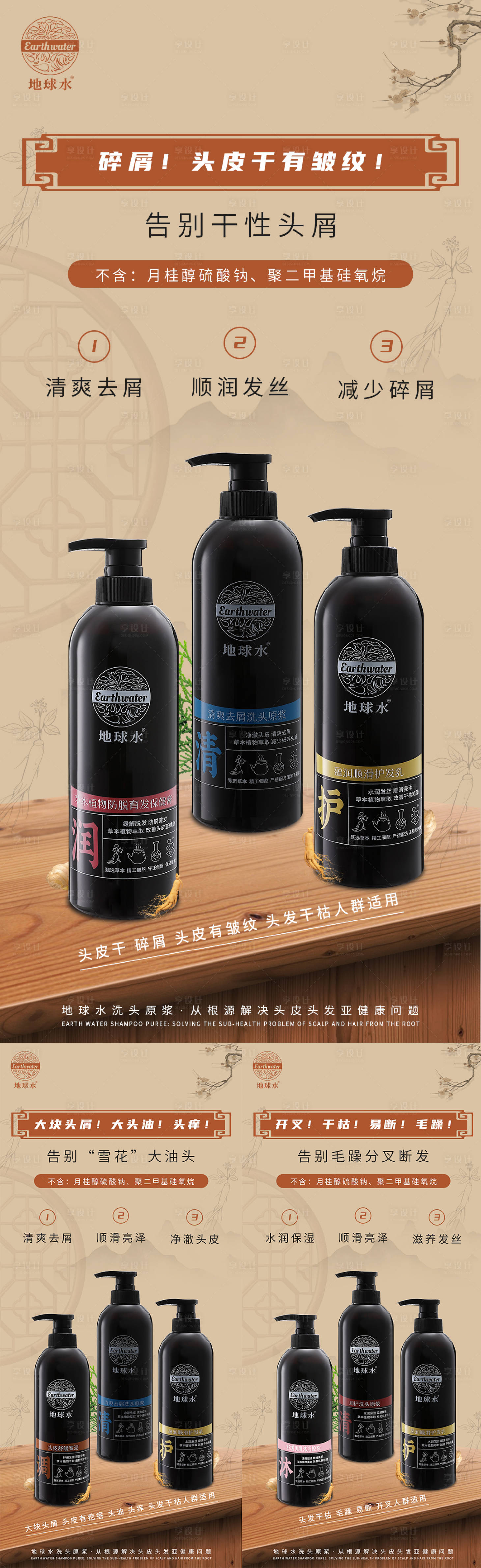 源文件下载【享设计】搜索编号：48980018906823669【草本植物精华萃取洗发露洗发水产品海报】