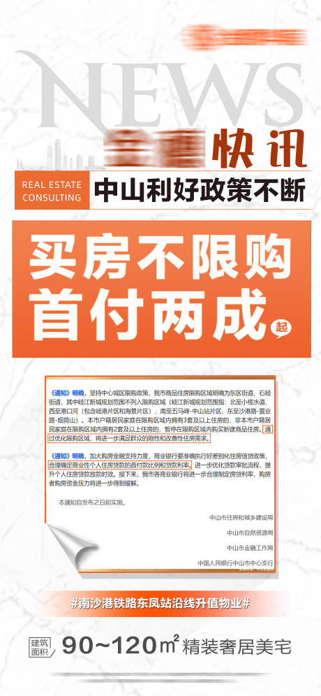 源文件下载【房地产利好快讯海报】编号：36410019006344582