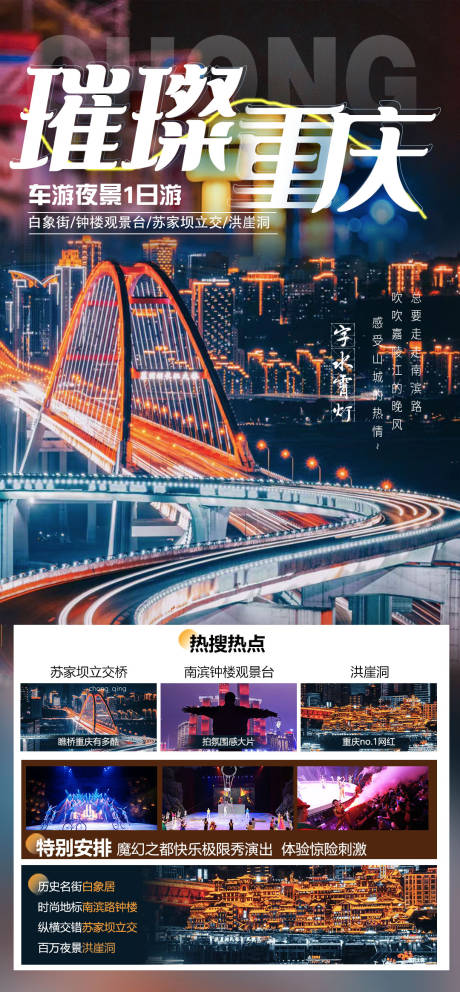 源文件下载【璀璨重庆旅游海报】编号：41140018508011905