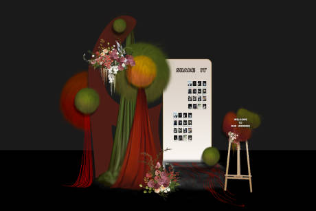 源文件下载【毛绒红绿复古婚礼迎宾】编号：20230828191742562