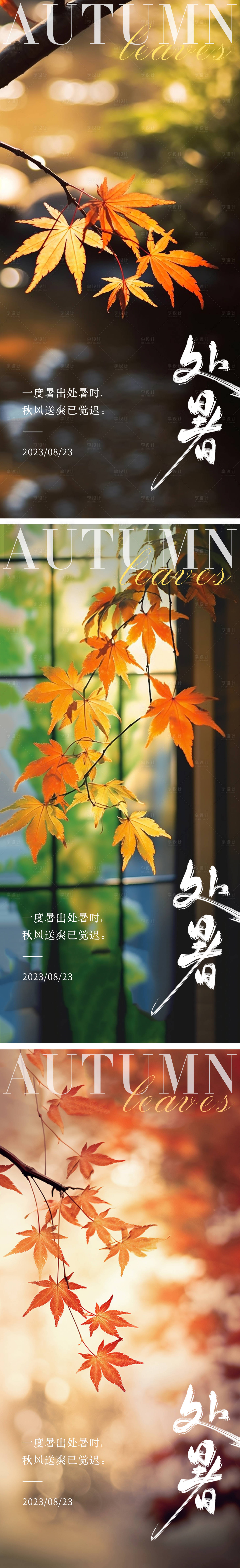 源文件下載【享設(shè)計(jì)】搜索編號(hào)：65810018754208965【24節(jié)氣處暑楓葉海報(bào)】