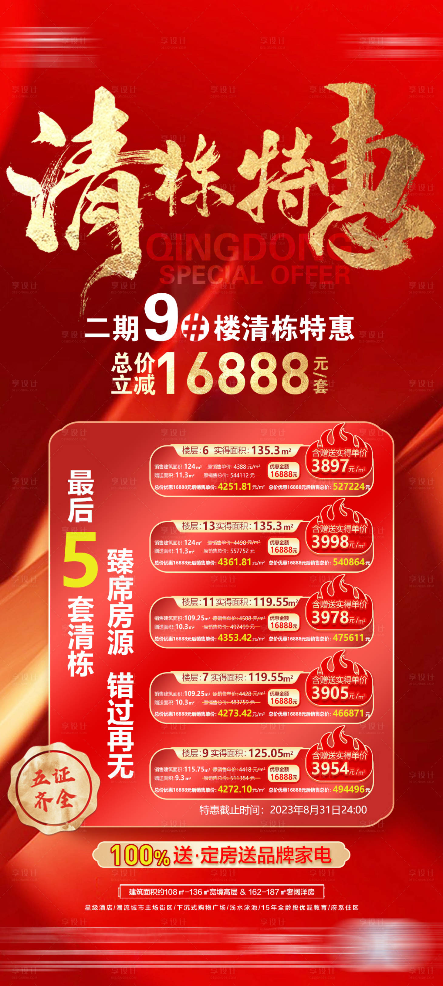 源文件下載【享設計】搜索編號：64940018940643361【地產紅金清棟特價房海報】