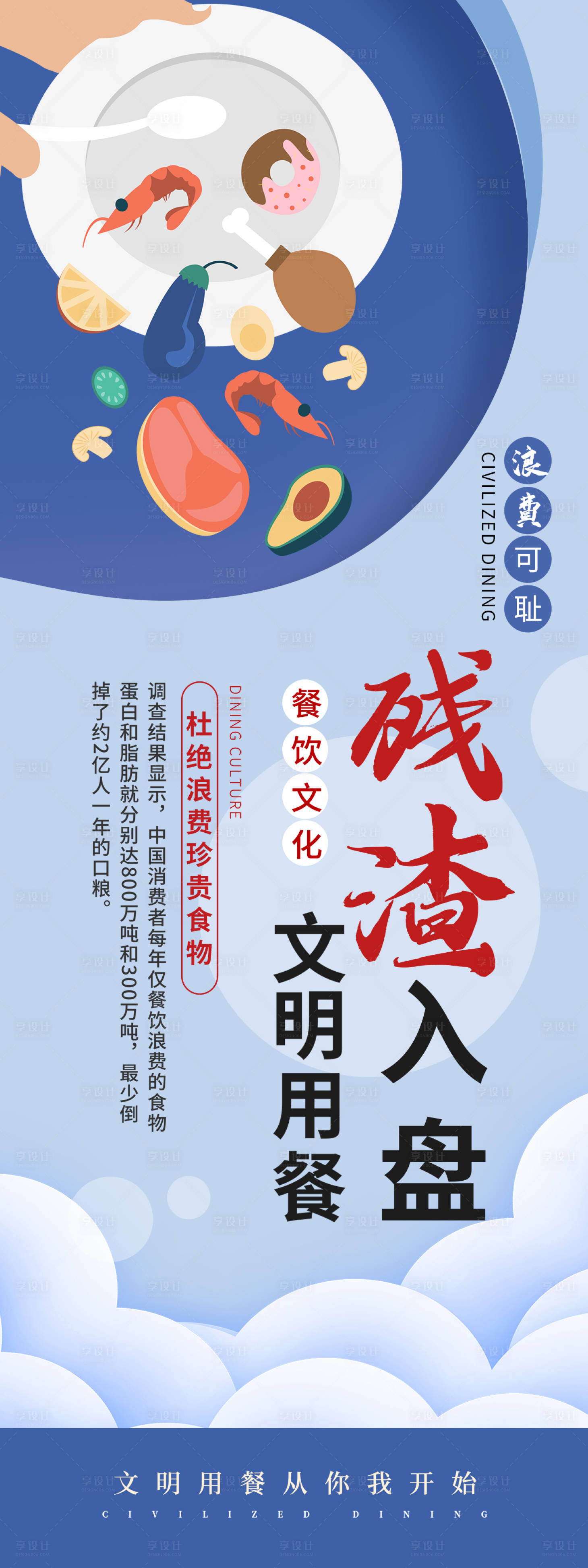 源文件下载【享设计】搜索编号：25030018618625294【文明用餐海报】