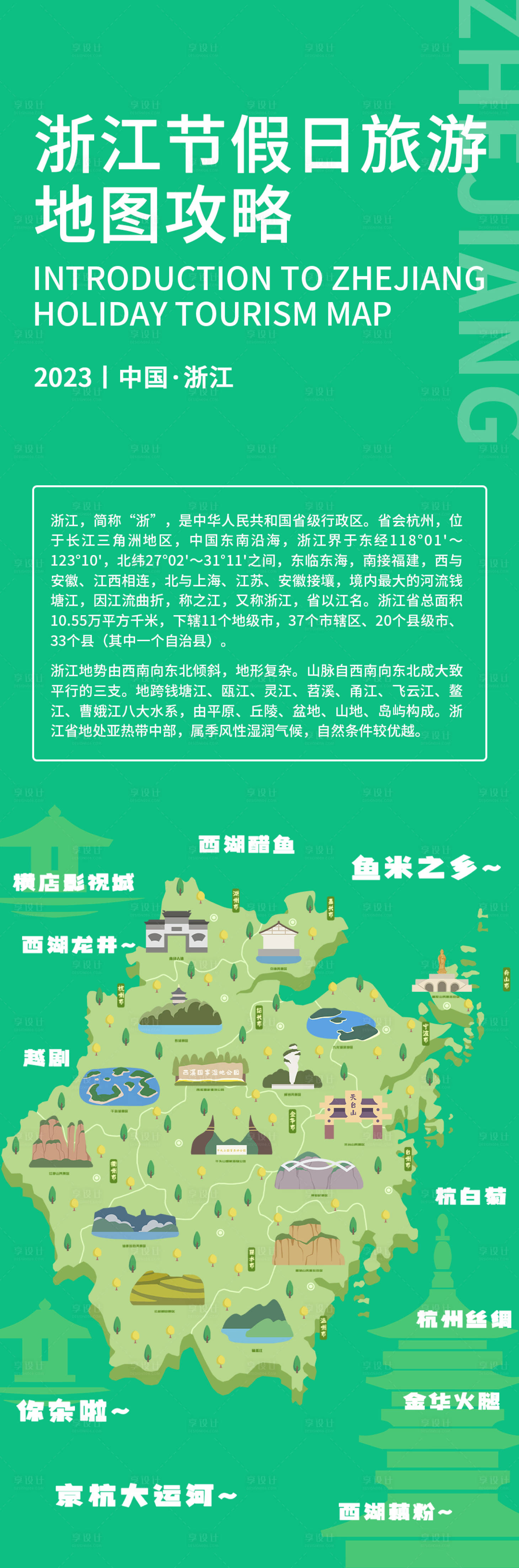 源文件下载【浙江旅游地图攻略海报】编号：81500019013887307