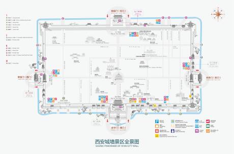 西安城墙景区游览图