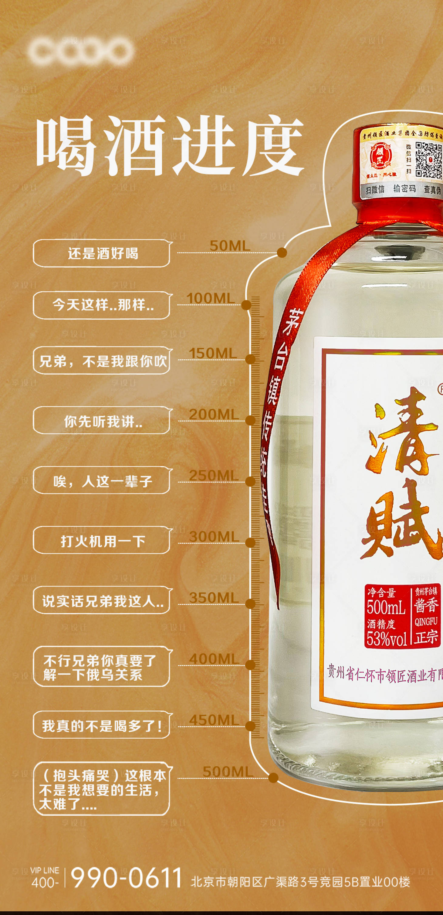 源文件下载【享设计】搜索编号：32650018505346568【白酒喝酒进度海报】