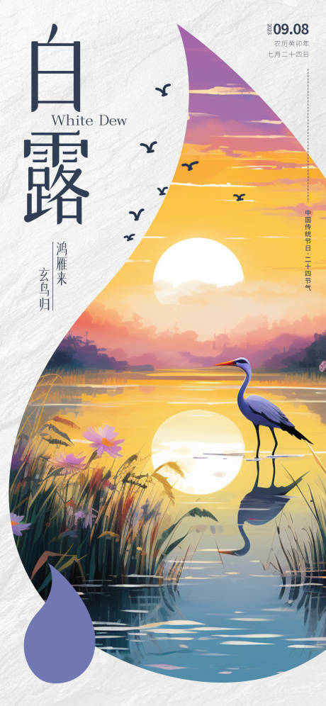 源文件下载【白露插画风节气海报】编号：65700019056108628