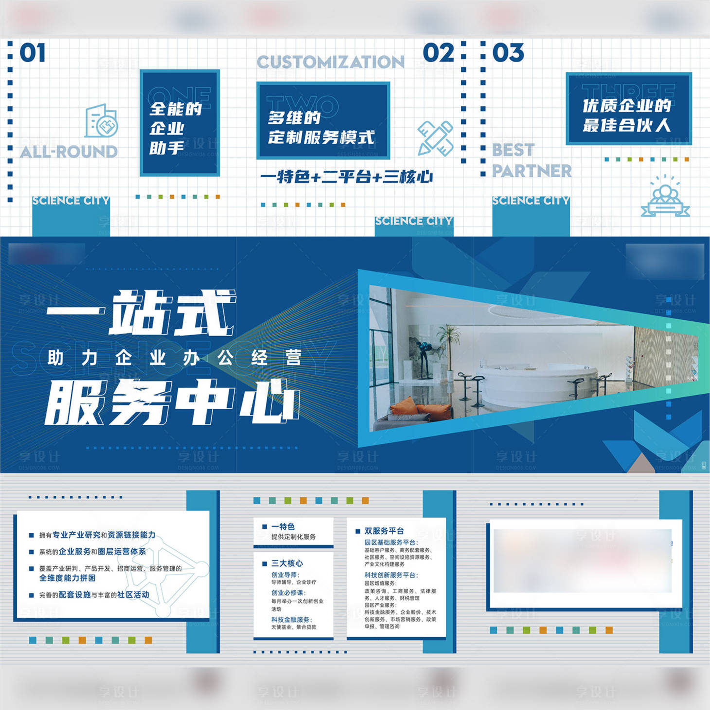 源文件下載【享設計】搜索編號：89550018646205216【辦公產業園區科技園區三宮格海報】