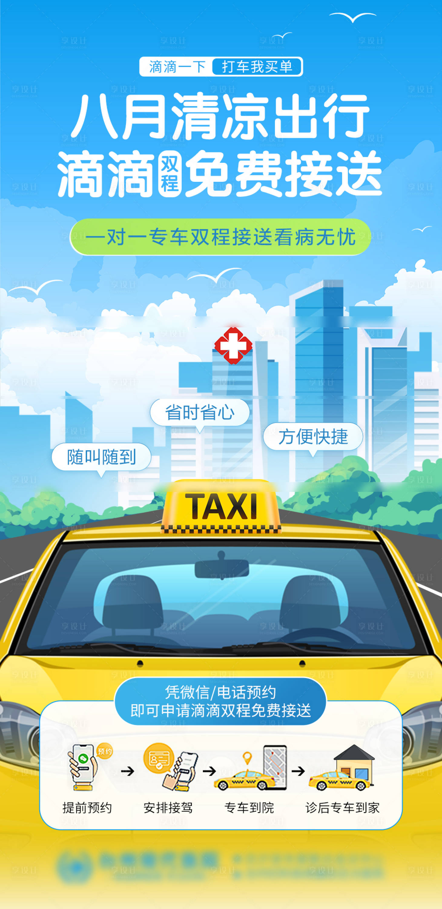源文件下载【享设计】搜索编号：49020018541083690【医疗免费接送海报】