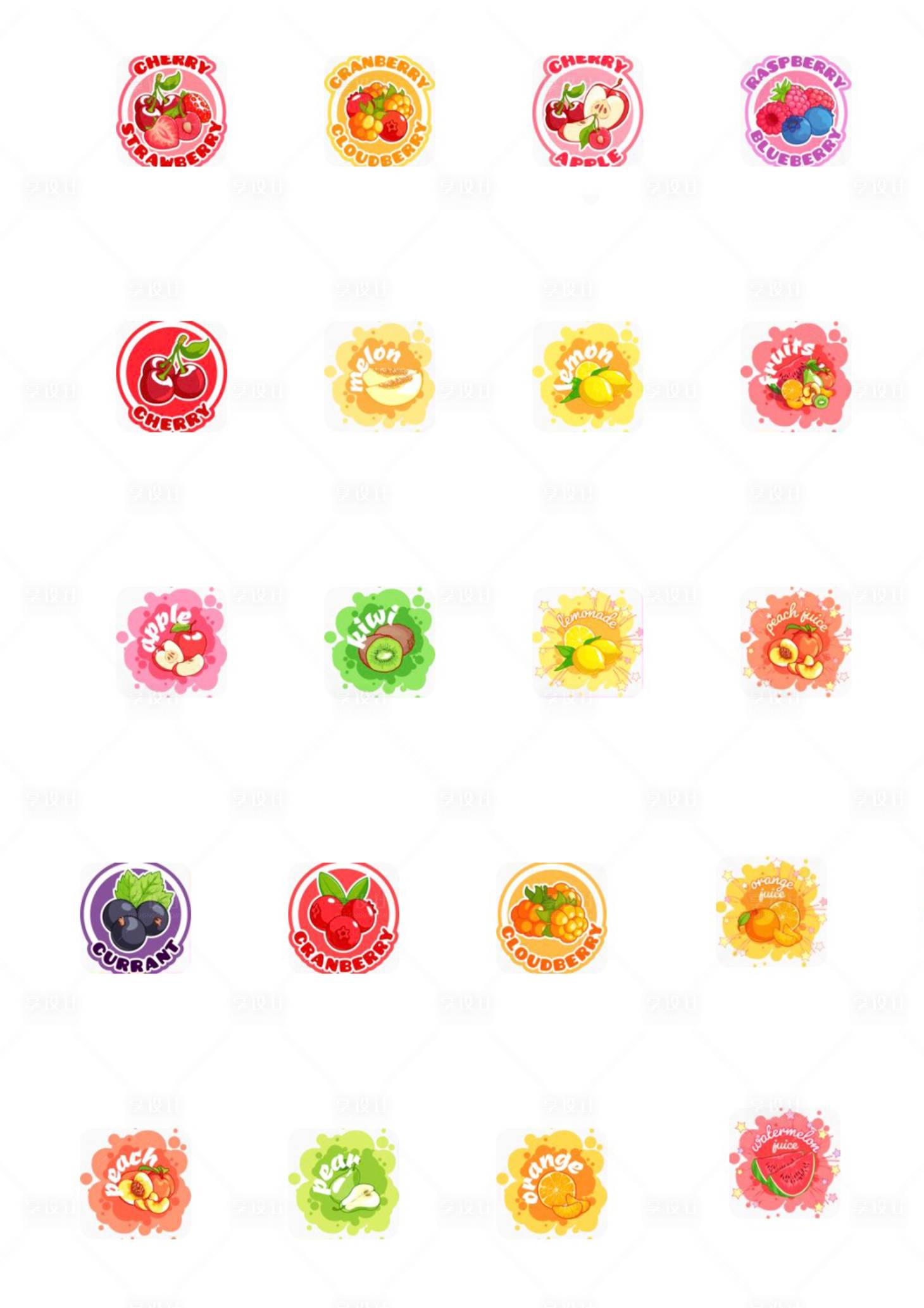 源文件下载【水果贴纸】编号：32100018818813950