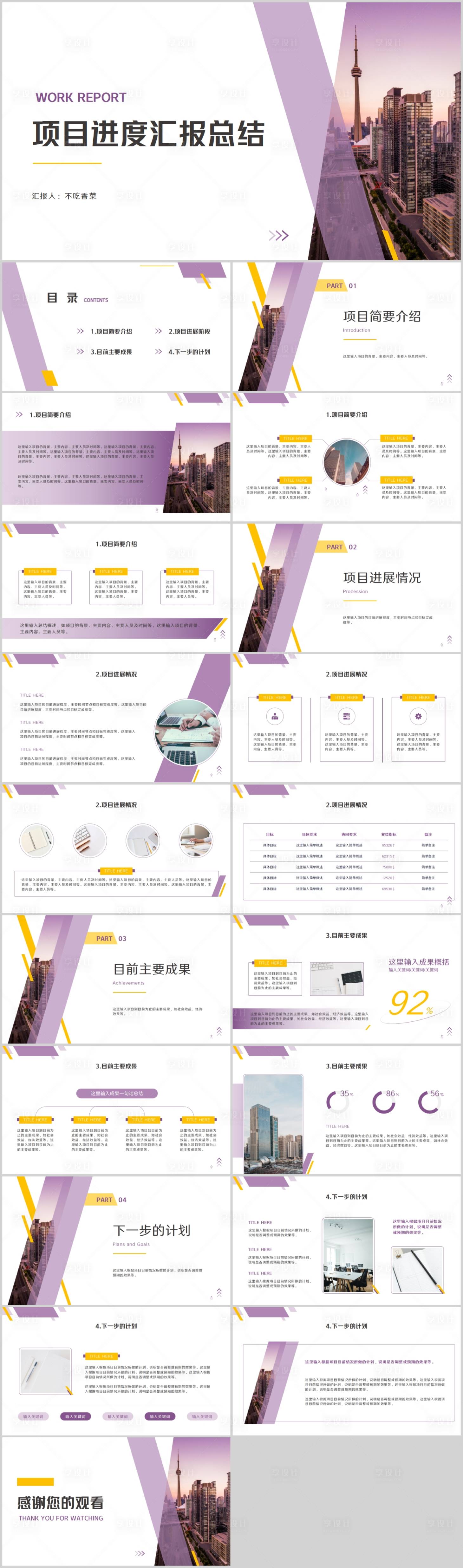 源文件下载【项目进度汇报PPT模板】编号：42520018667117063
