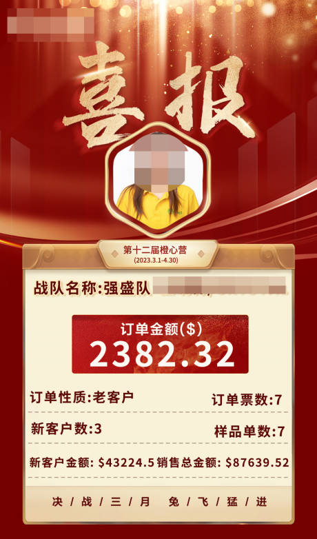 源文件下载【销售公司喜报】编号：76680018974041251