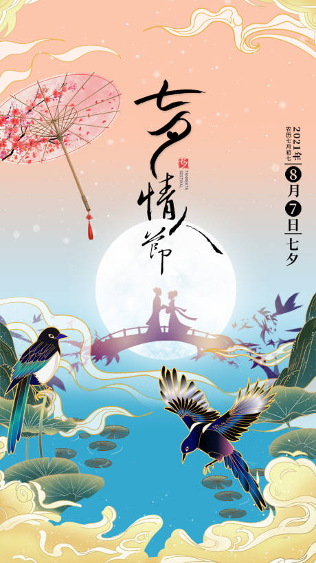 源文件下載【七夕情人節海報】編號：79630018721157760