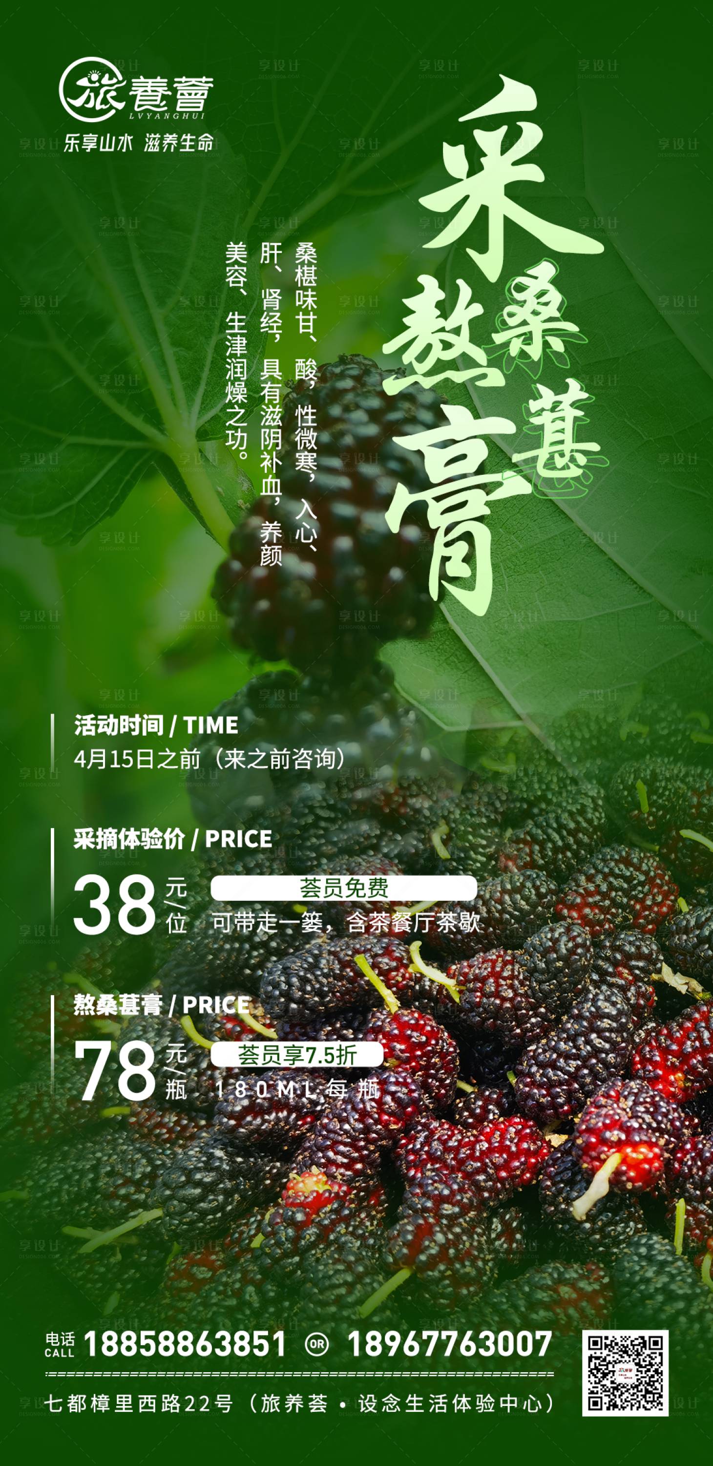 源文件下載【享設計】搜索編號：83670018471784915【采桑葚熬膏海報】