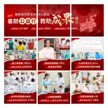 源文件下载【享设计】搜索编号：98210018970184935【暑假康复成果展示九宫格海报】