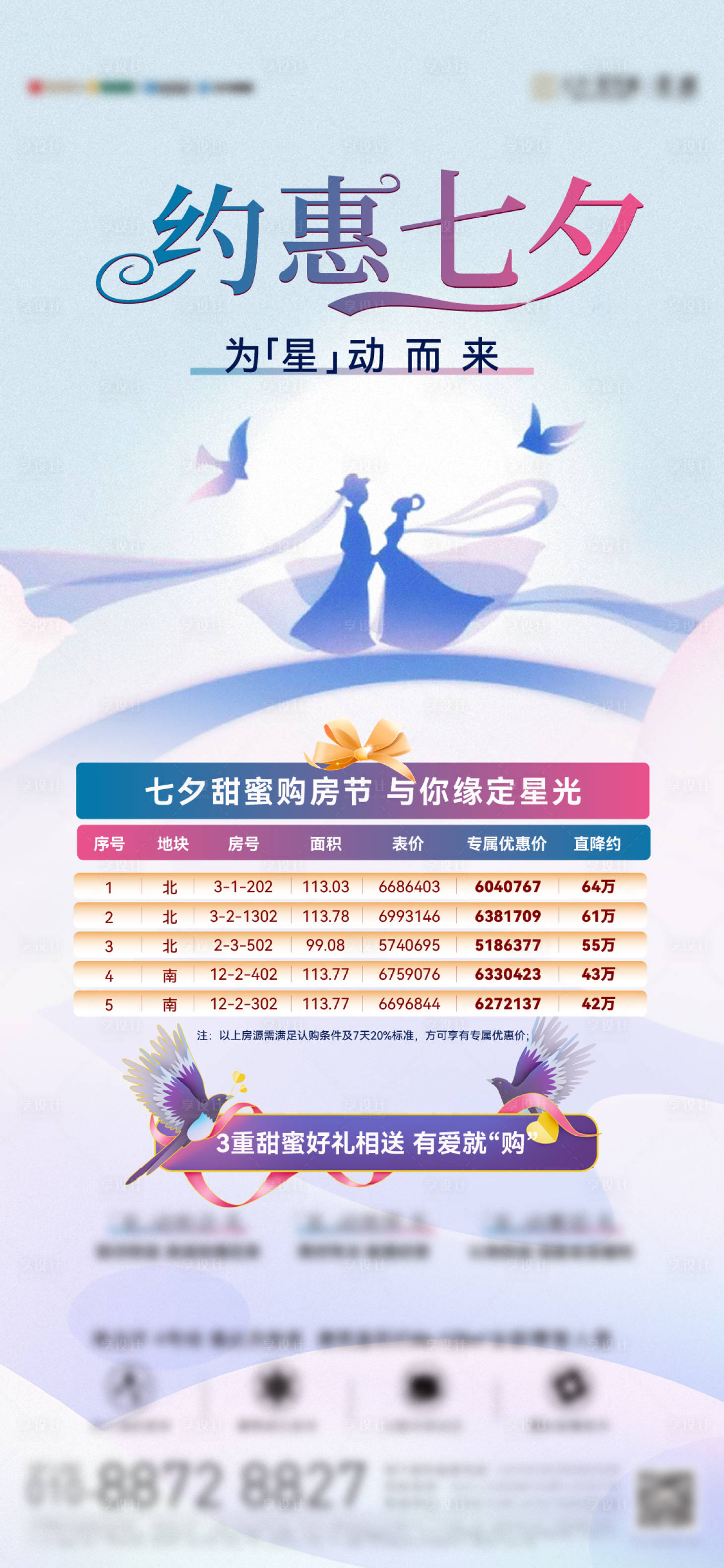 源文件下载【享设计】搜索编号：88750018862864485【七夕特惠房源海报】