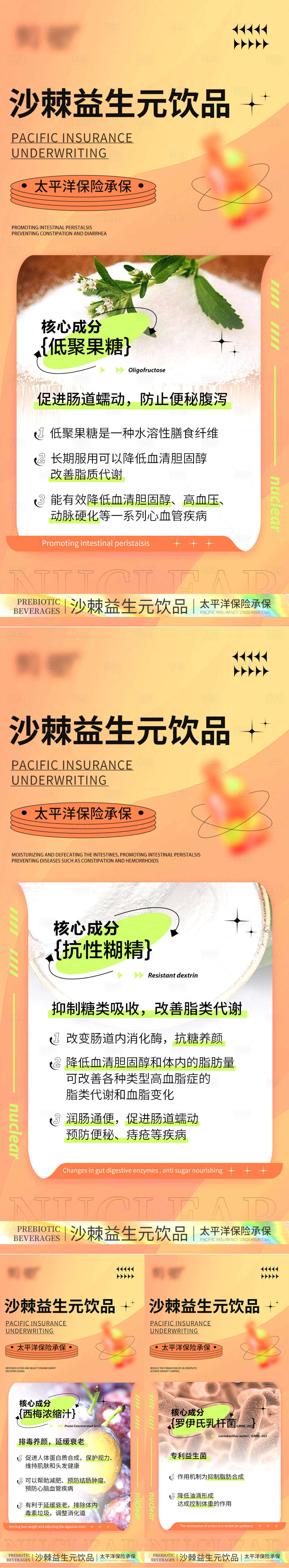 源文件下载【享设计】搜索编号：12840018494739038【瘦身产品益生元果饮产品成分宣传海报】