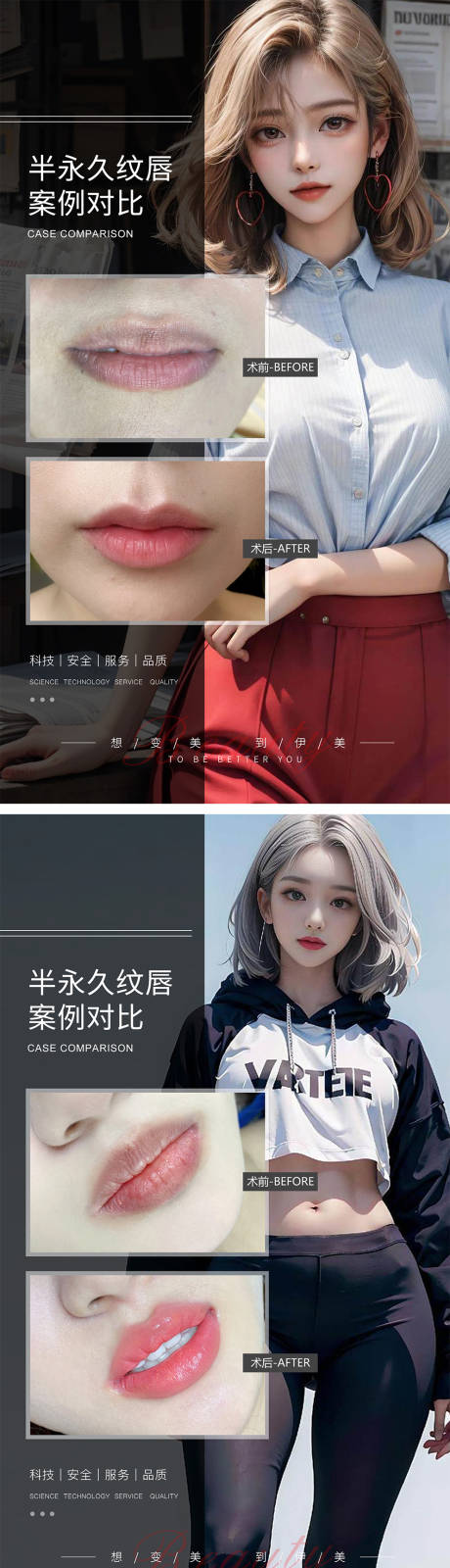 源文件下载【享设计】搜索编号：34070019254327849【纹唇案例对比海报】