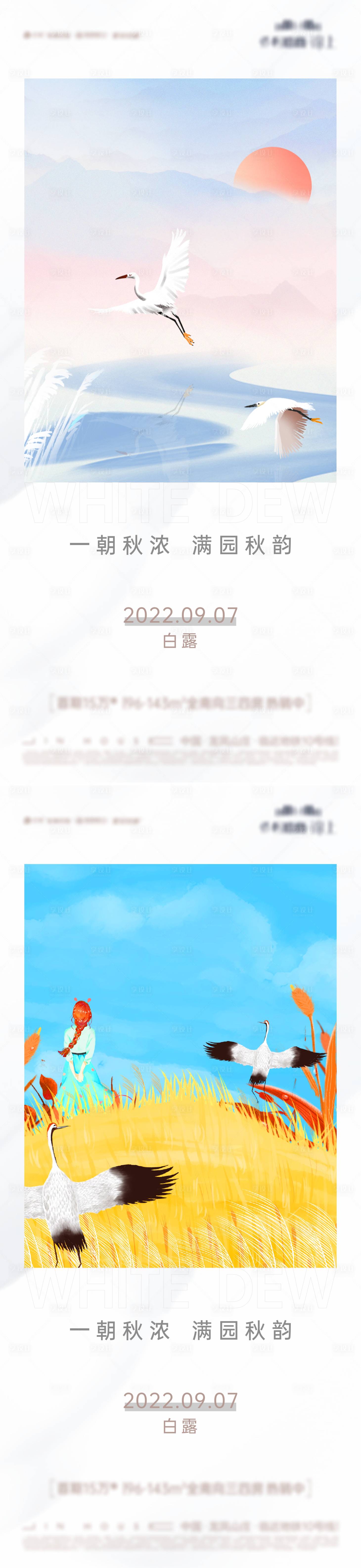 源文件下载【享设计】搜索编号：92900019132342512【白露节气系列海报】