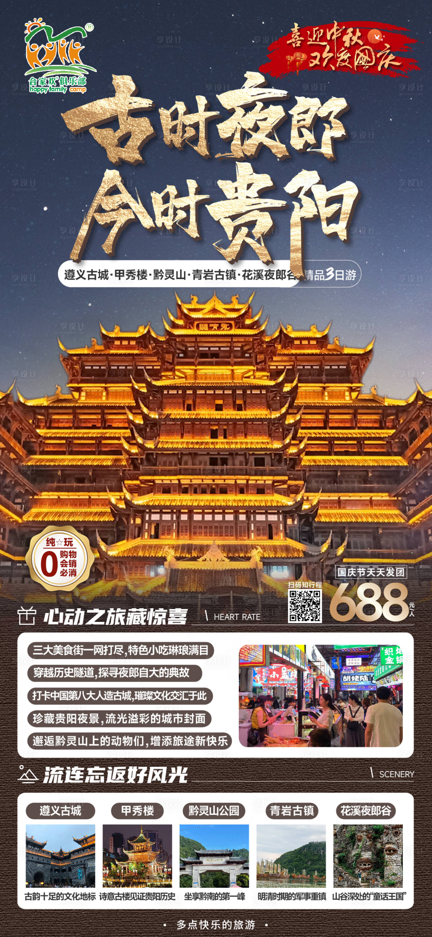 源文件下载【享设计】搜索编号：67510019511744869【贵州贵阳3日游夜景海报】