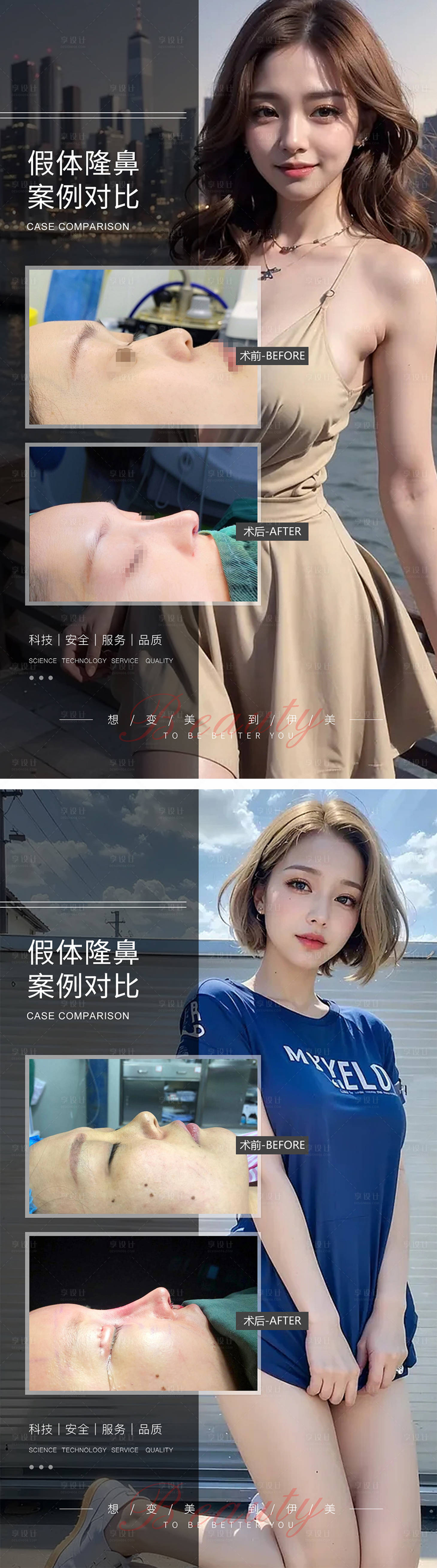 源文件下載【享設(shè)計(jì)】搜索編號(hào)：14170019362627388【假體隆鼻案例對(duì)比海報(bào)】
