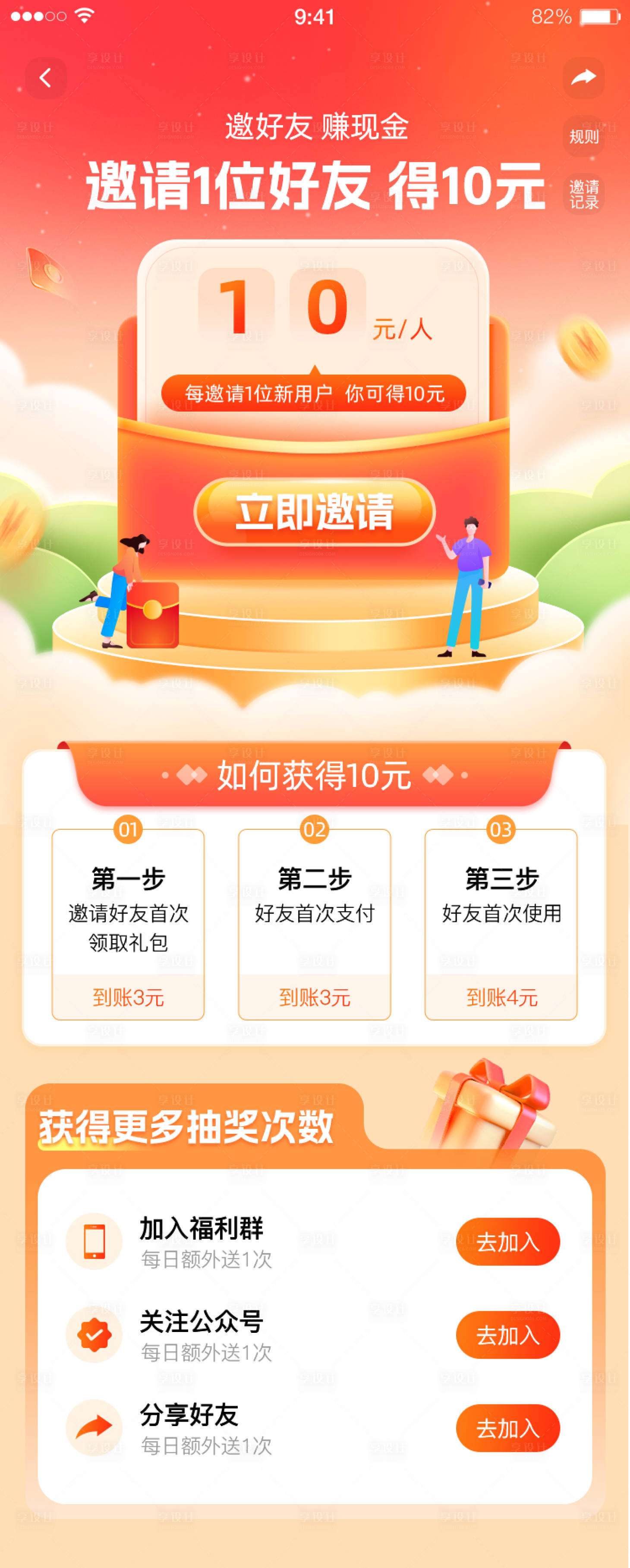 源文件下载【UI邀好友得福利长图H5】编号：45850019173839449