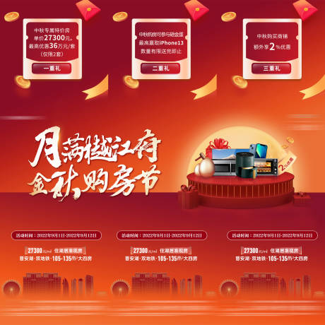 源文件下载【享设计】搜索编号：94300019274993078【中秋三重礼城市三宫格】