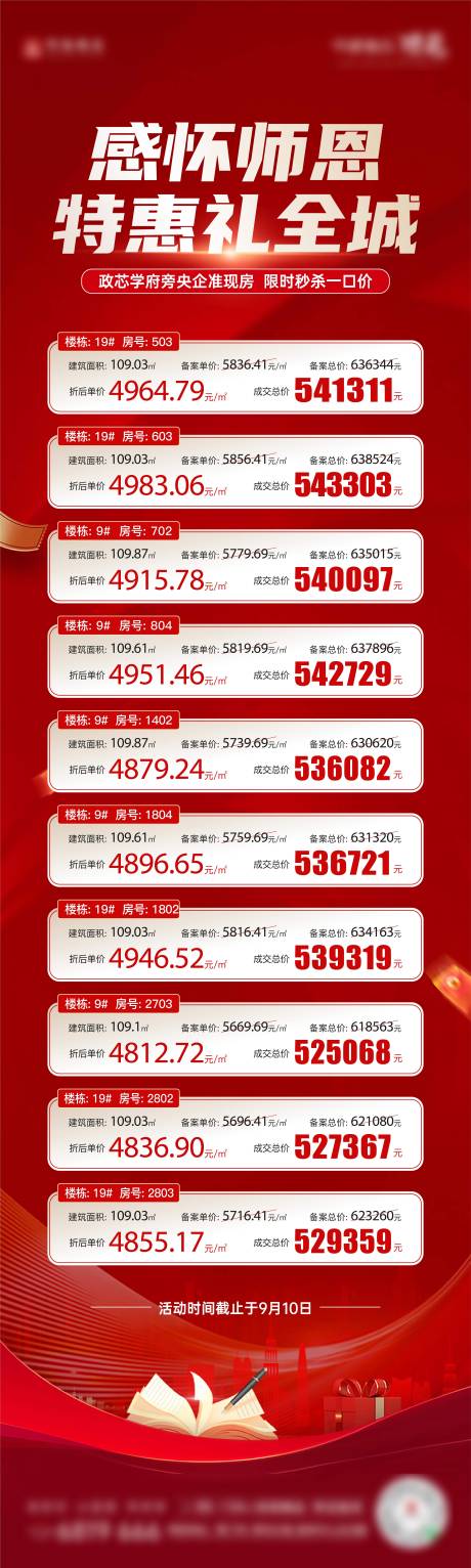 源文件下载【教师节特价房海报】编号：41060019143811965